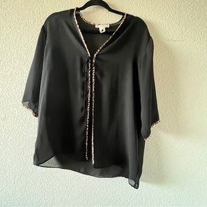 Black transparent open shirt by private luxury Natori